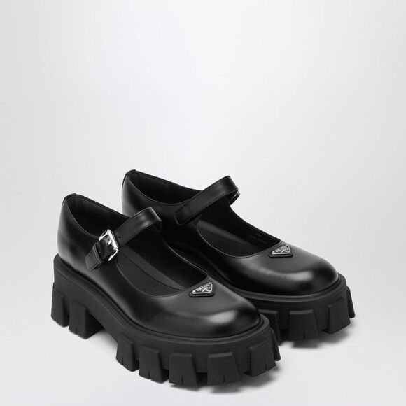 Prada Black Leather Monolith Ballerinas Women - Picture 1 of 2